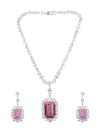 Swarovski Crystal Pink Necklace Set with Earrings by Damani Jewels