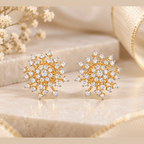 Damani Jewels Crystal Snowflake Stud Earrings | Gold Plated Designer Party Wear Earrings for Women