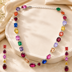 Swarovski Multicolor Crystal Necklace Set for Women | Rainbow Statement Necklace Set