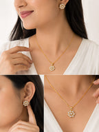 Elegant Floral Gold Plated Jewellery Set for Women