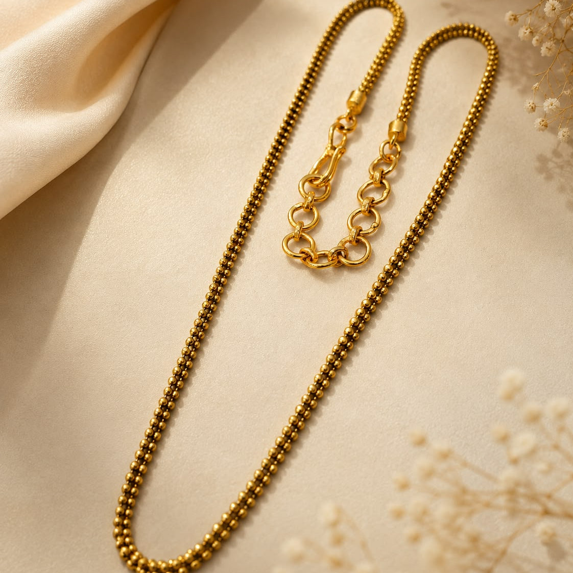 Gold Bead Ball Chain Necklace for Women | Elegant Layering Chain | Damani Jewels