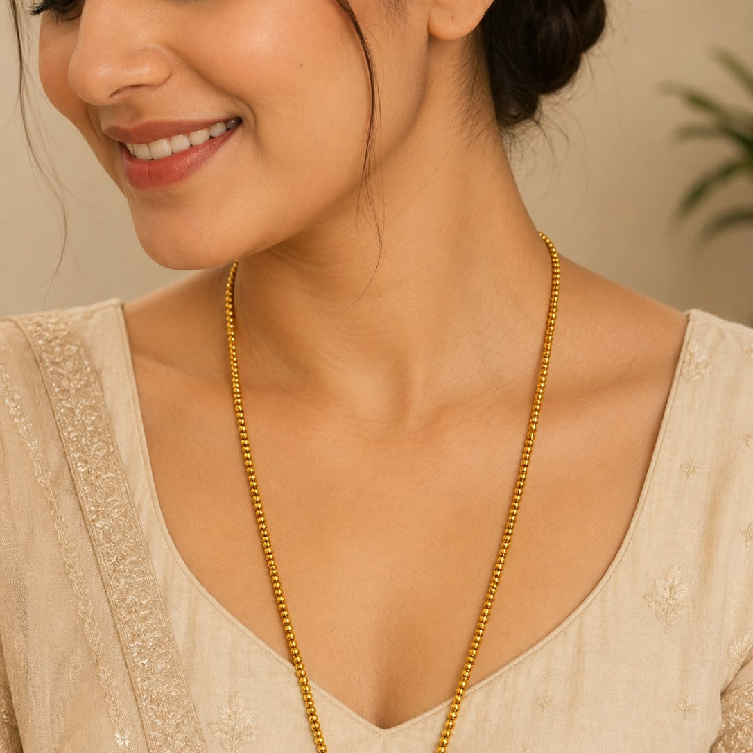 Gold Bead Ball Chain Necklace for Women | Elegant Layering Chain | Damani Jewels