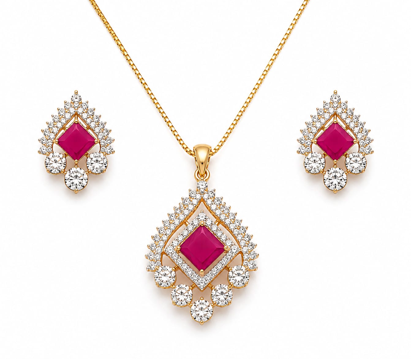Designer American Diamond Pendant Set for Women