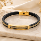 Men’s Black & Gold Mesh Bracelet | Stylish Fashion Wristband