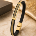 Men’s Black & Gold Mesh Bracelet | Stylish Fashion Wristband