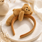 Teddy Bear Headband Combo Set – 2 Piece Plush Cute Hair Bands for Girls & Women