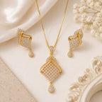 Damani Jewels Gold Plated Designer American Diamond Pendant Set for Women