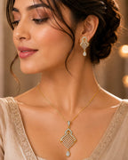 Wedding and Party Wear Gold Plated Pendant Set for Women