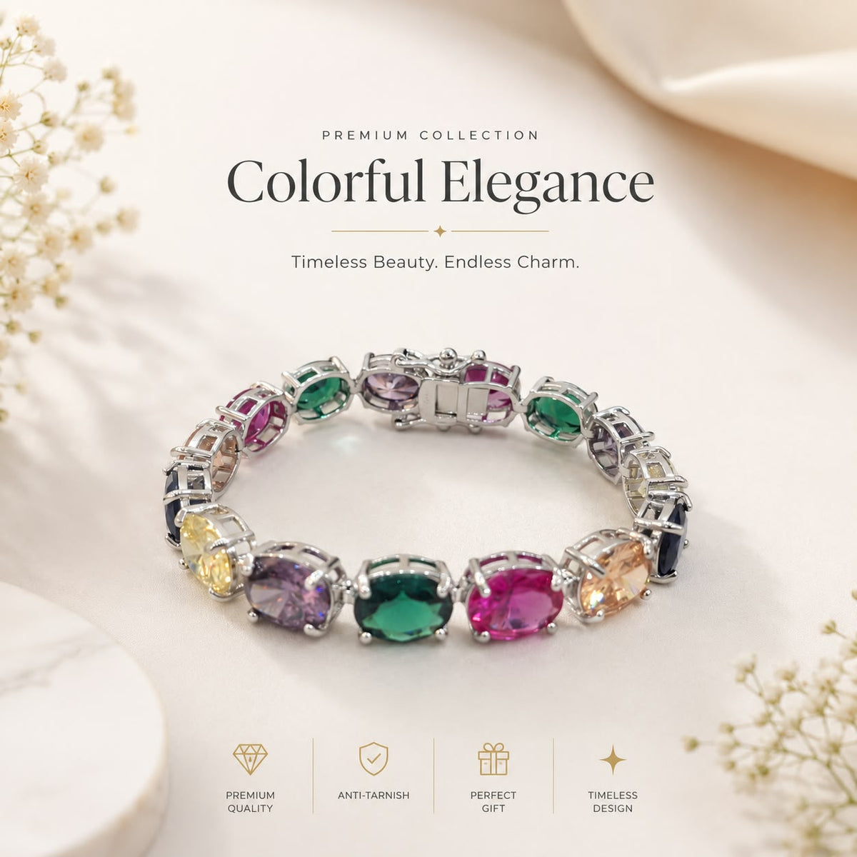 Elegant oval stone fashion bracelet by Damani Jewels