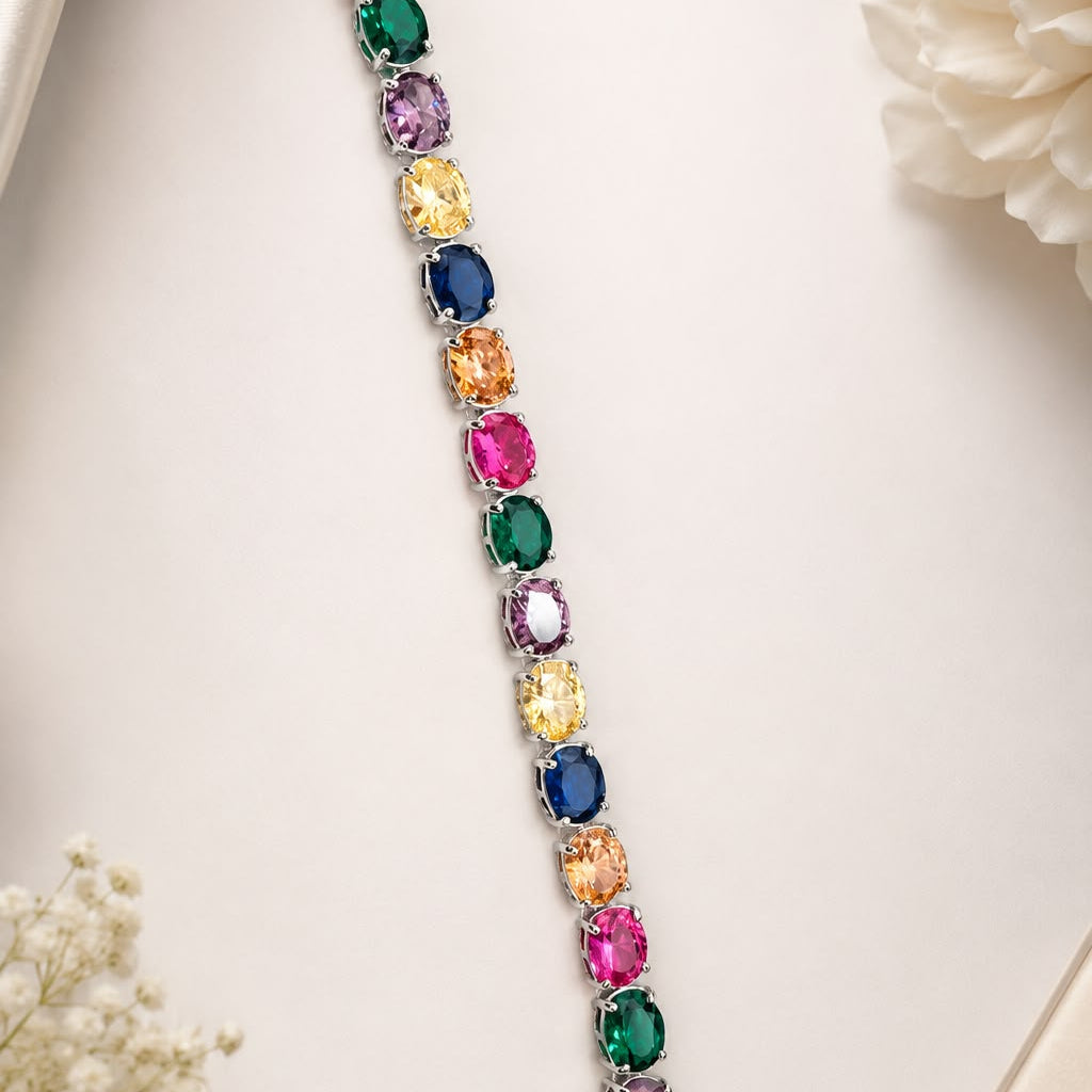 Damani Jewels Multicolor Oval Stone Bracelet for Women