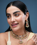 Traditional Multicolor Kundan Choker Necklace Set with Earrings for Women | Bridal Ethnic Jewelry