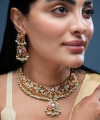 Traditional Multicolor Kundan Choker Necklace Set with Earrings for Women | Bridal Ethnic Jewelry