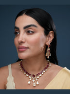 Ruby Red Stone Kundan Necklace Set with Earrings for Women | Traditional Bridal Jewelry