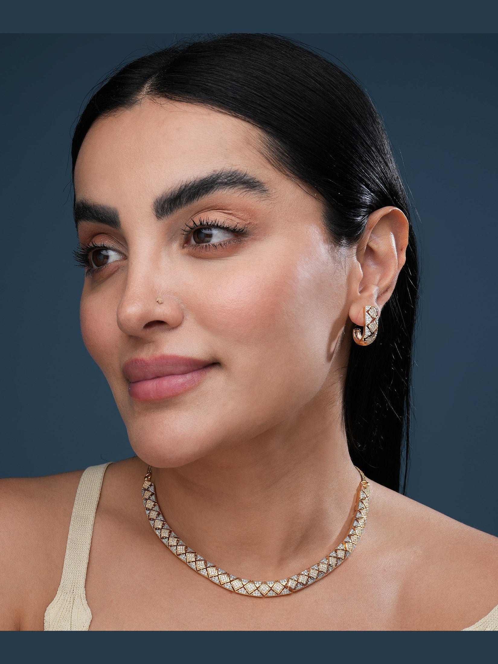 Designer CZ Necklace with Earrings