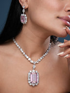 Luxury Silver Tone Necklace with Earrings