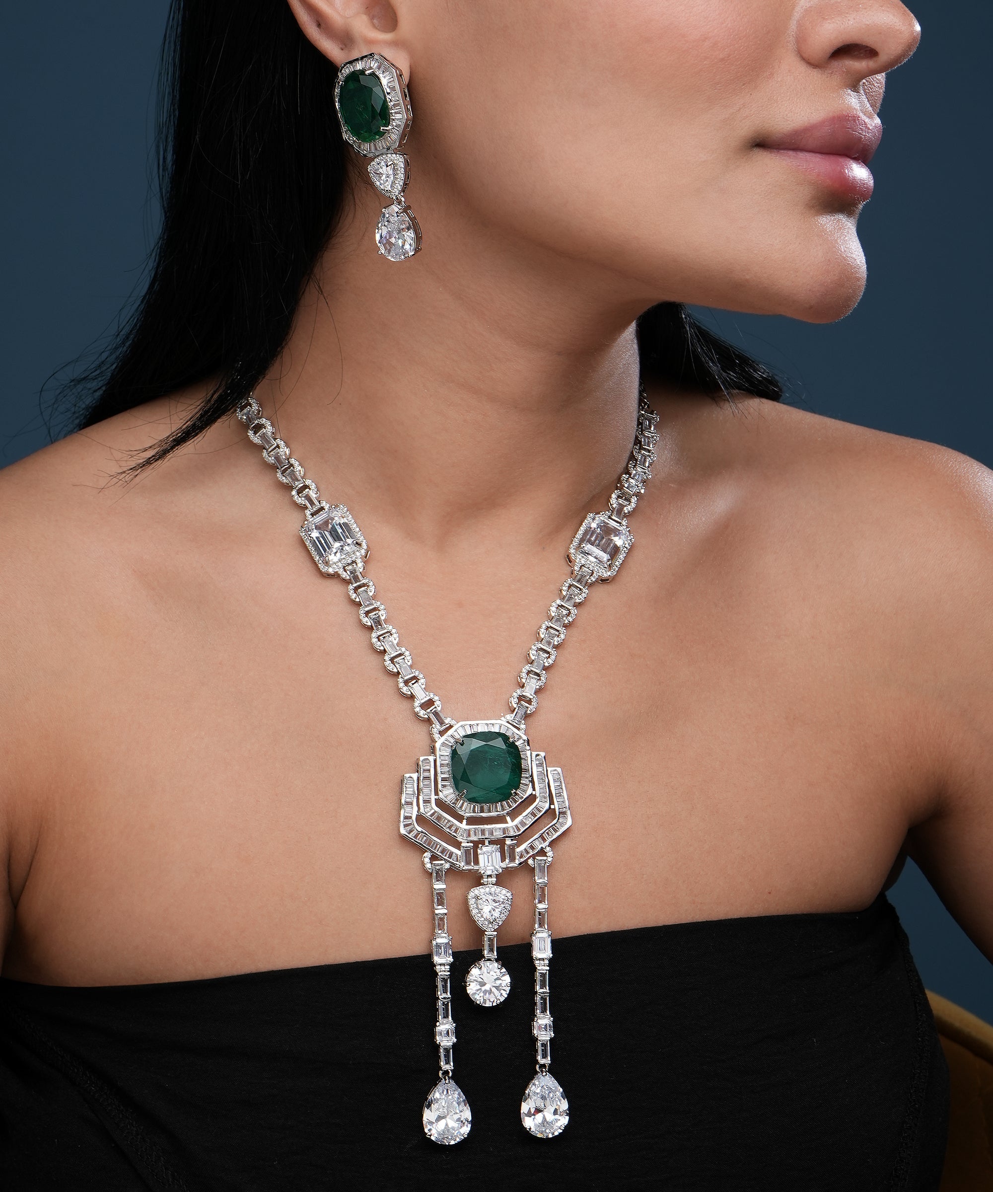 Green Crystal Jewelry Set for Women