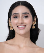 Damani Jewels Traditional Peacock Jhumka Earrings with Pearls, Pink Stones & CZ Diamond Work | Bridal Ethnic Earrings for Women