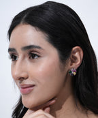 Damani Jewels Swarovski Crystal Multicolor Floral Stud Earrings | Rainbow Flower Designer Earrings for Women