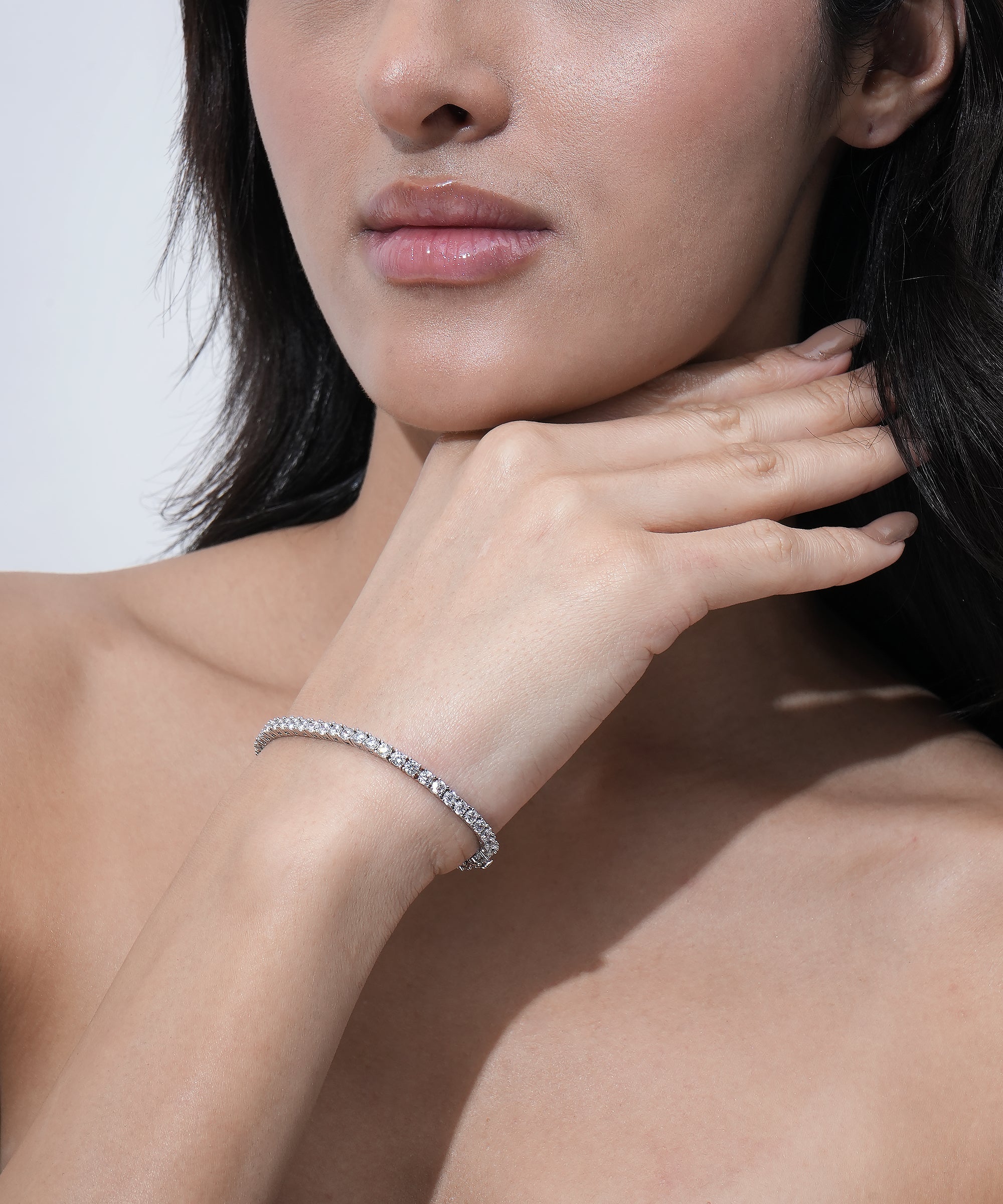 Damani Jewels American Diamond Tennis Bracelet for Women | Silver-Tone Statement Bracelet