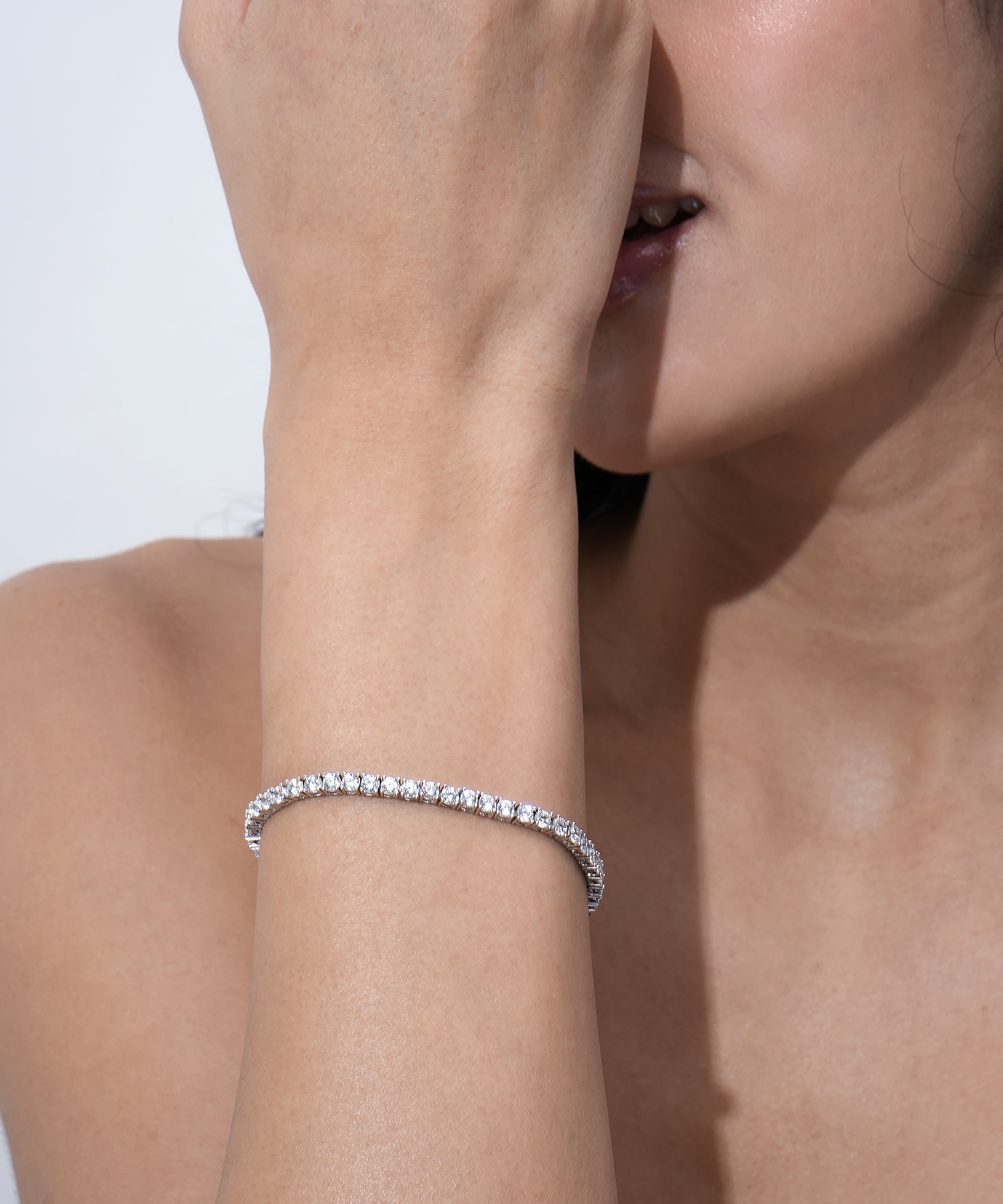 Damani Jewels American Diamond Tennis Bracelet for Women | Silver-Tone Statement Bracelet