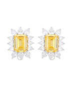 Luxury Swarovski Crystal Earrings with Yellow Center Stone