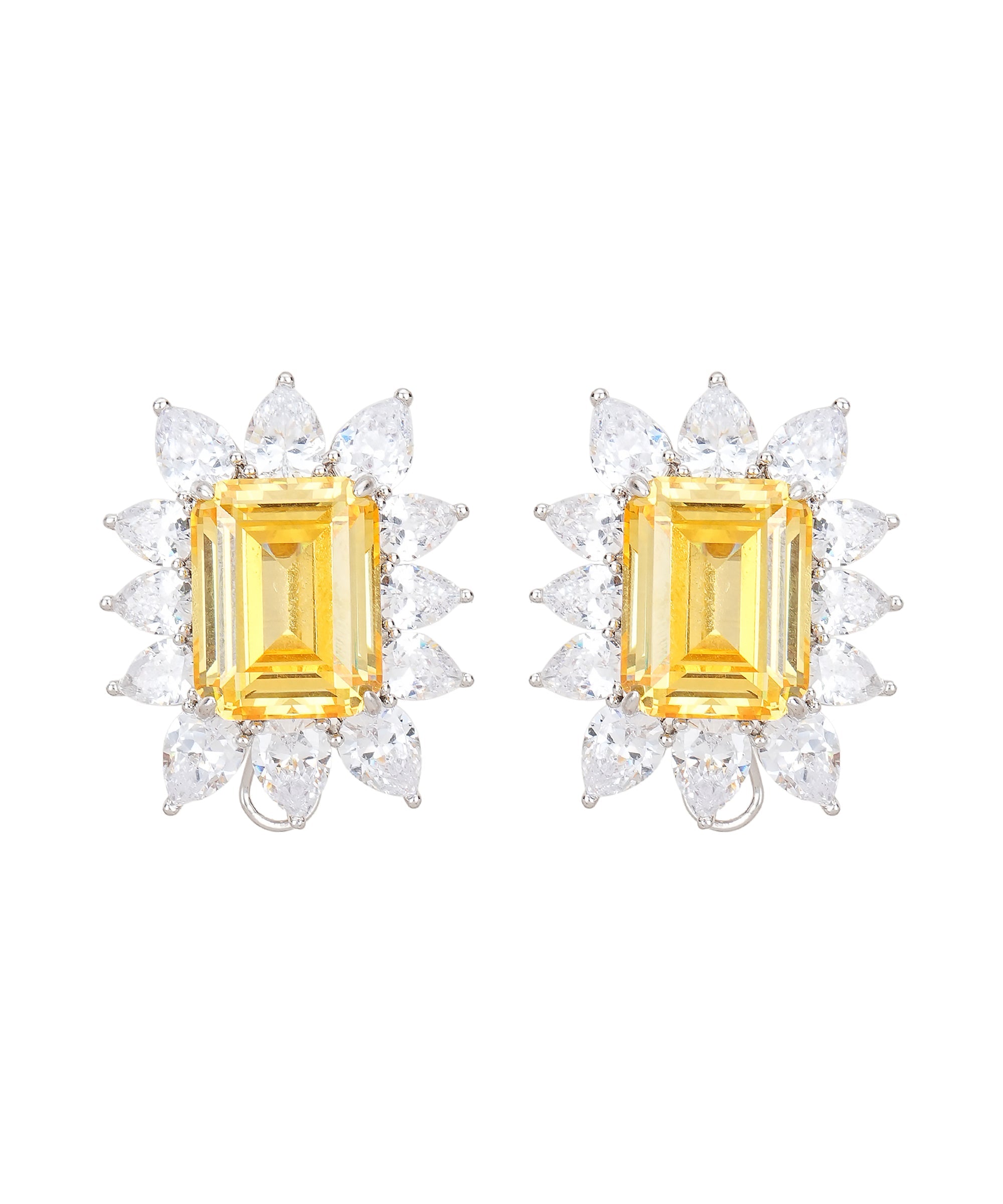 Luxury Swarovski Crystal Earrings with Yellow Center Stone