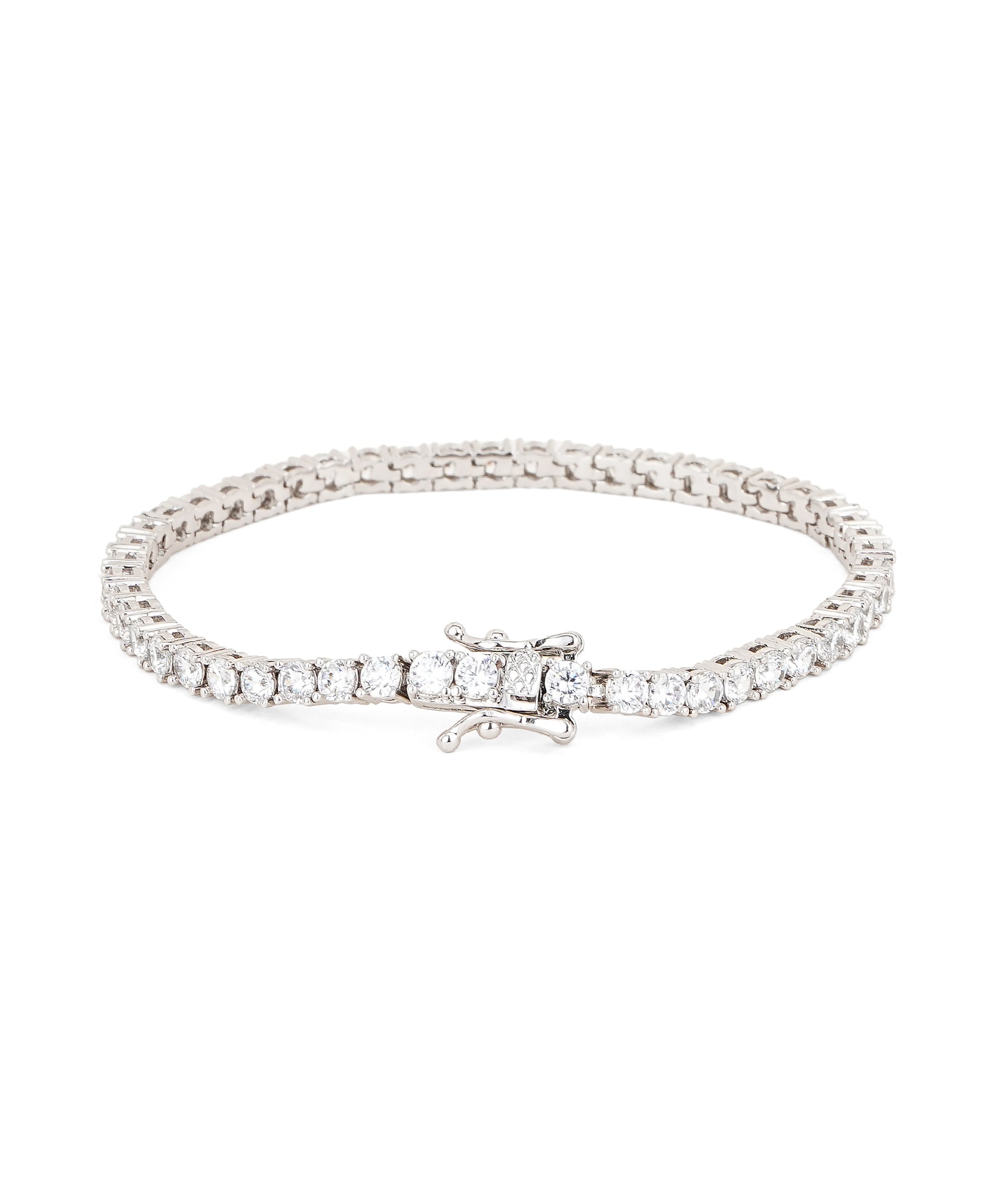 Damani Jewels American Diamond Tennis Bracelet for Women | Silver-Tone Statement Bracelet
