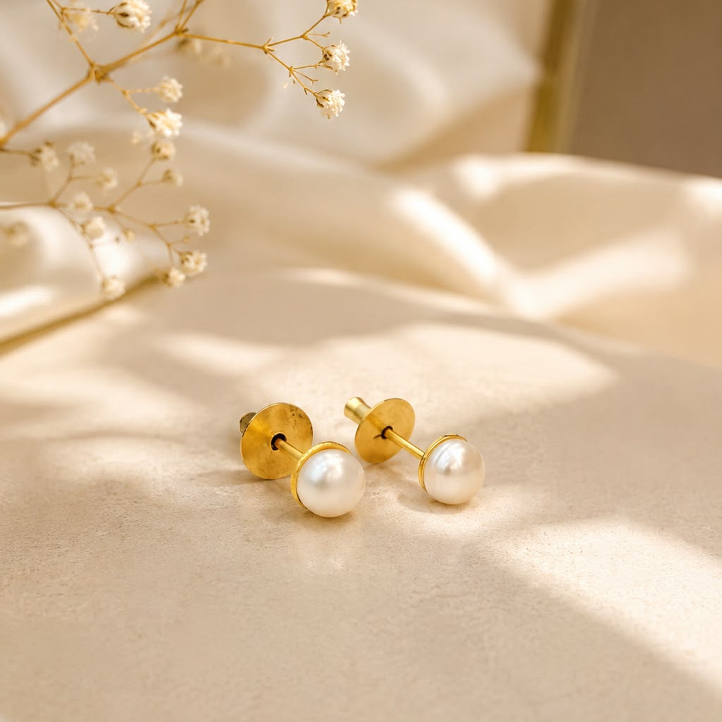 Real Pearl Stud Earrings for Women – Daily Wear Elegant Pearl Earrings | Damani Jewels