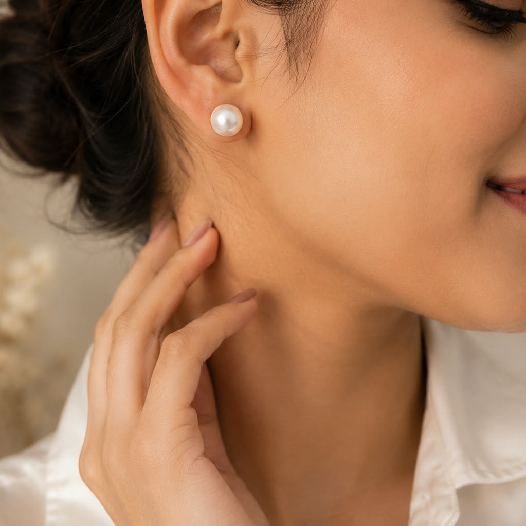 Real Pearl Stud Earrings for Women – Daily Wear Elegant Pearl Earrings | Damani Jewels