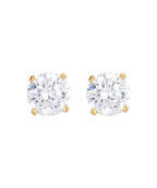 Unisex Diamond Golden Stud Earrings Round Cut | Daily Wear