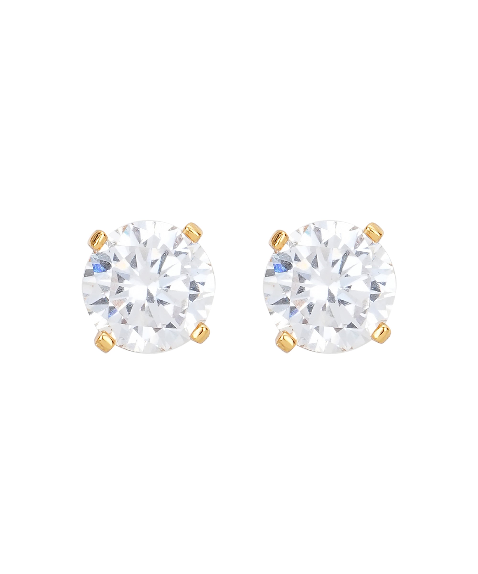 Unisex Diamond Golden Stud Earrings Round Cut | Daily Wear
