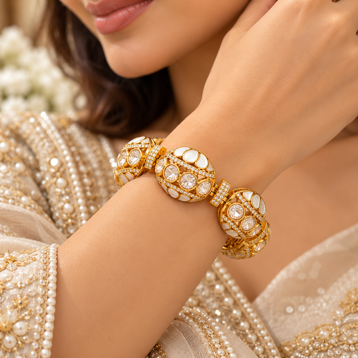 Multicolor Moissanite Gold Bracelet – Designer Link Bracelet