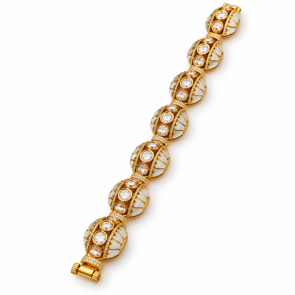 Multicolor Moissanite Gold Bracelet – Designer Link Bracelet