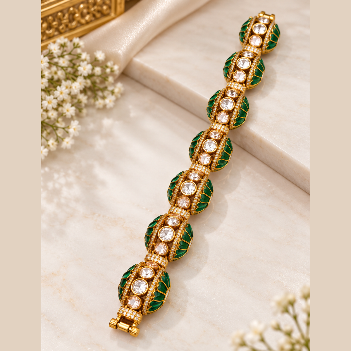 Multicolor Moissanite Gold Bracelet – Designer Link Bracelet