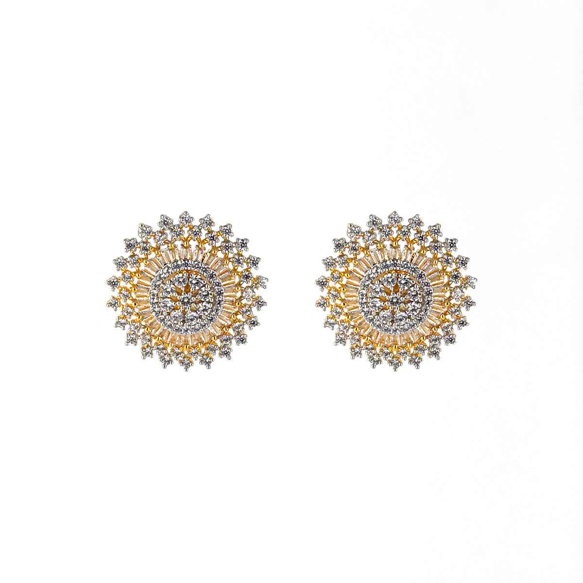 A stunning gold-plated round pendant set designed with premium CZ stones.