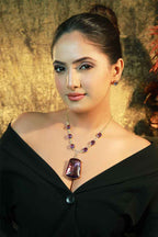 Damani Jewels Purple Crystal Pendant Necklace Set – Elegant Party & Fashion Jewelry