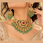 Traditional Indian Moissanite necklace set for wedding and bridal wear