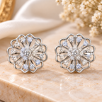 Floral filigree 925 sterling silver stud earrings by Damani Jewels