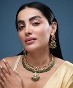 oyal imitation jewelry necklace set with adjustable dori, detailed craftsmanship, and festive bridal style.
