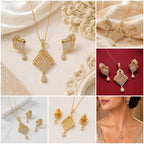 Damani Jewels Gold Plated Designer American Diamond Pendant Set for Women | Geometric CZ Necklace with Matching Drop Earrings | Wedding & Party Jewellery