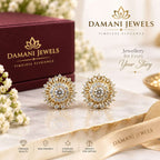 Gold-Tone Sunburst Crystal Stud Earrings | Damani Jewels