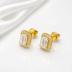 Gold-Plated Baguette Cut Crystal Pendant & Earrings Set