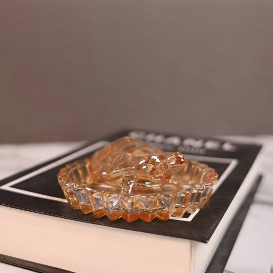 Luxury Amber Glass Turtle Trinket Tray & Decorative Figurine