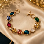 Multicolor Rose Tone Statement Bracelet for Women | Designer Stone Bracelet