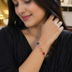 Multicolor Rose Tone Statement Bracelet for Women | Designer Stone Bracelet
