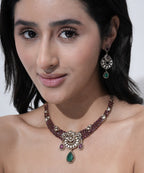 Statement American diamond necklace set for bridal wear