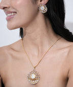Women's gold-tone necklace and earrings set for weddings and celebrations