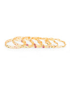 Designer Gold-Plated Multicolor Stone Bangle Set for Women | Traditional Stackable Bangles (Set of 6)