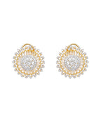 Sparkling gold-plated stud earrings for women with premium American Diamond embellishments.
