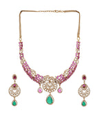 Statement American diamond necklace set for bridal wear